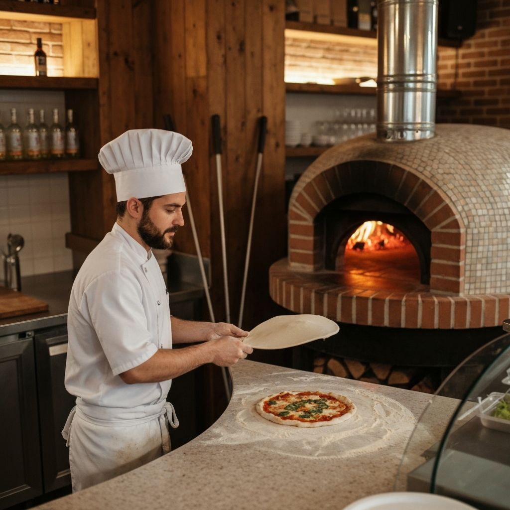 Pizza chef at work
